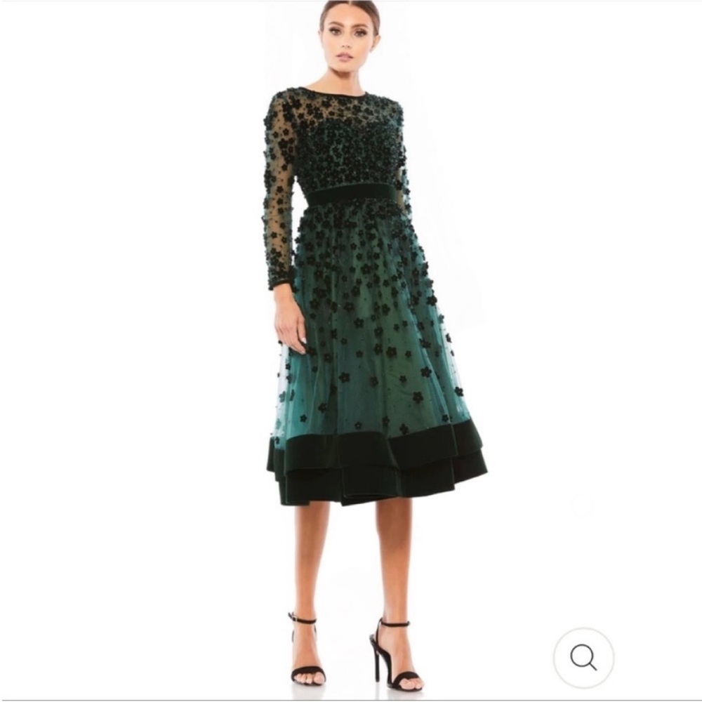 Mac Duggal Floral Appliqué Tea Cocktail Dress Style 67007 16